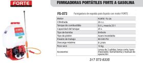 FUMIGADORA DE ESPALDA FORTE MOTOR A GASOLINA -  Fumigadoras