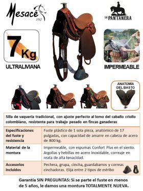 Silla de Vaquería PANTANERA -  Sillas para caballos